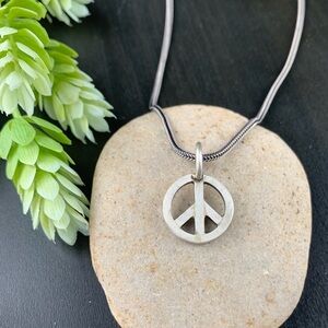 SToNZ Peace Sign Sterling Silver Necklace